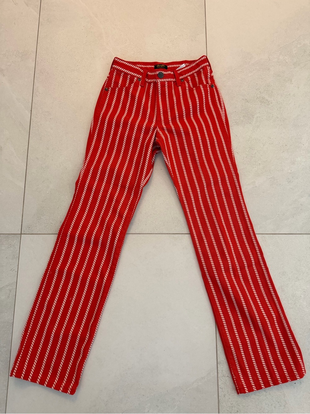 Wrangler Red and White Striped Wide-Leg Jeans